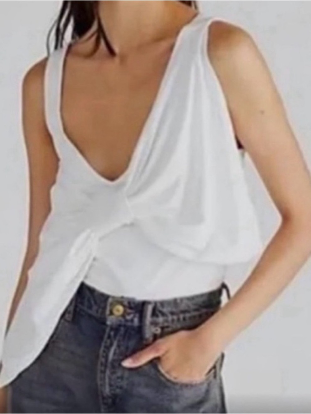 Free People White Tied Up Bow Sleeveless Tank Top, Size S